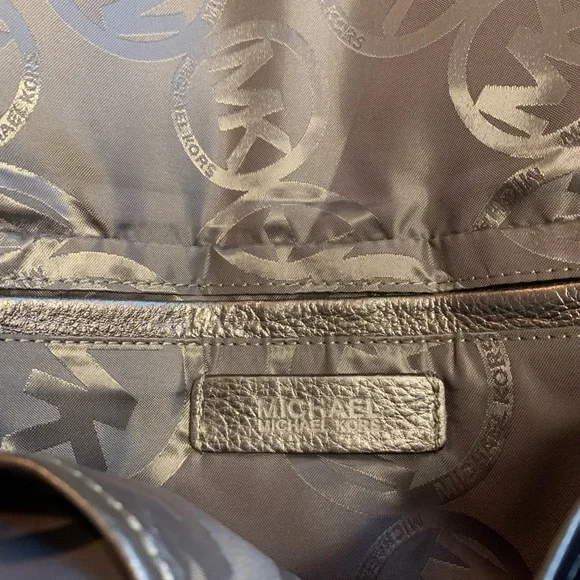 Michael Kors  Metallic Grey/Silver Leather Clutch - Picture 6 of 12